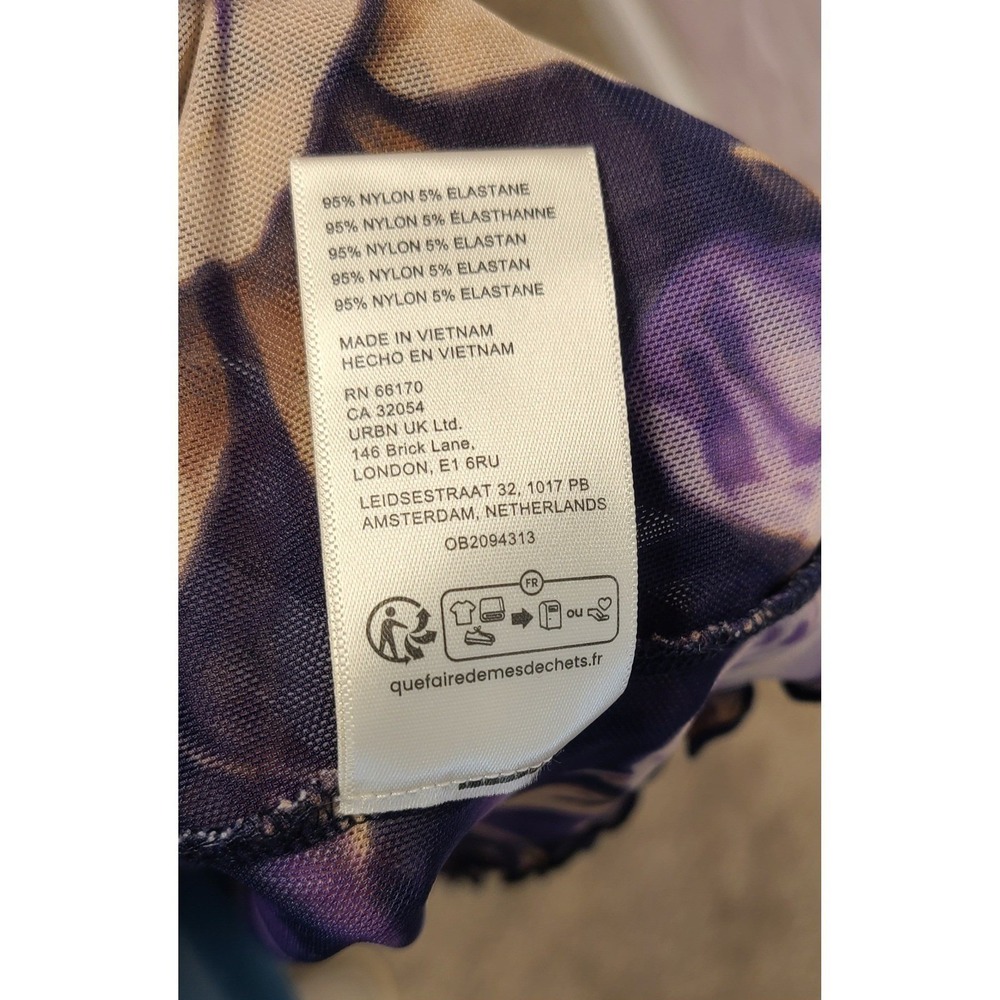 Free‎ People Floral Mesh Long Sleeve Ruched Maxi Dress Purple S - Picture 5 of 9